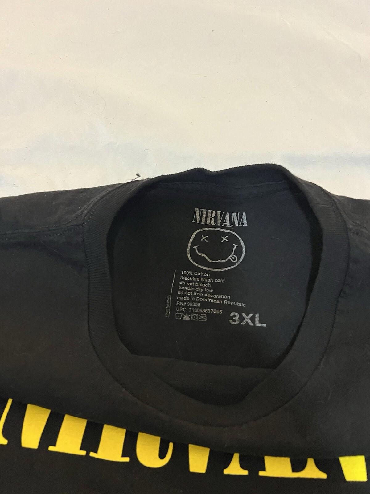 Nirvana Shirt Women 3XL Black Yellow Smiley Face Band T Shirt Custom Cut 373