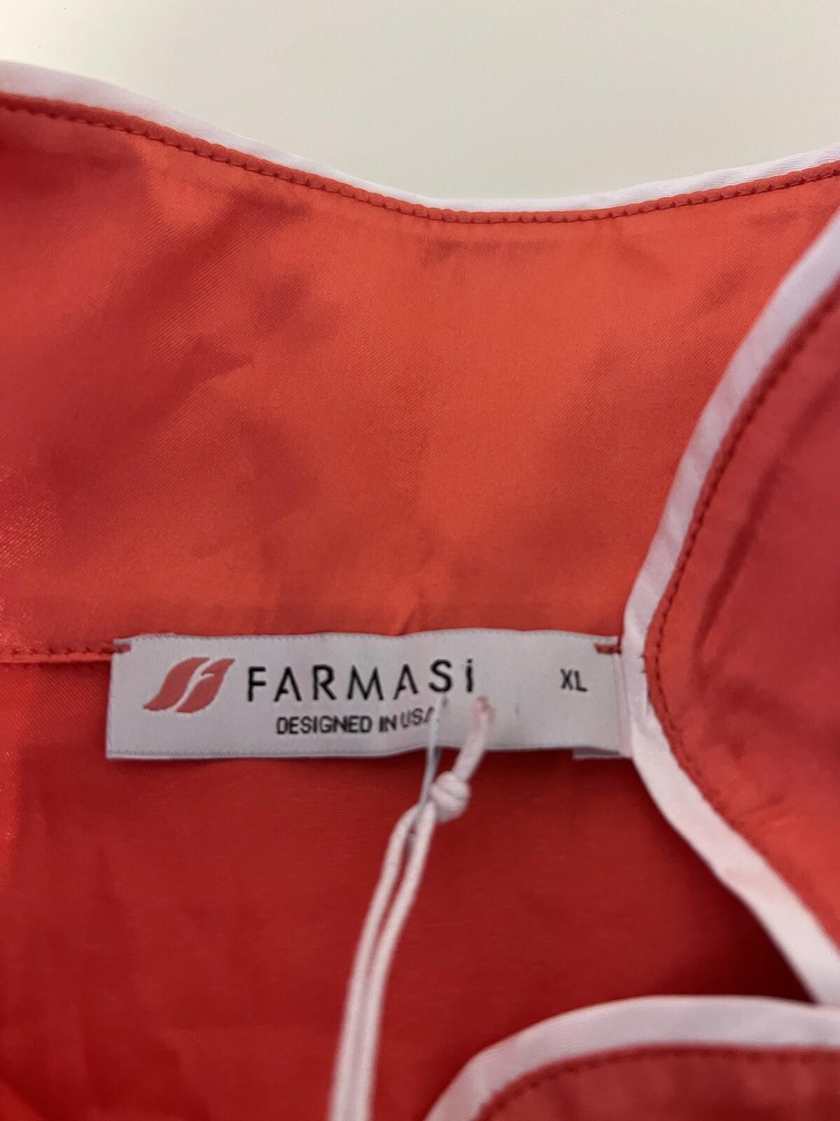Woman’s Farmasi Poly Satin Long Pajama Top Women’s Size XL Red Nwt 225
