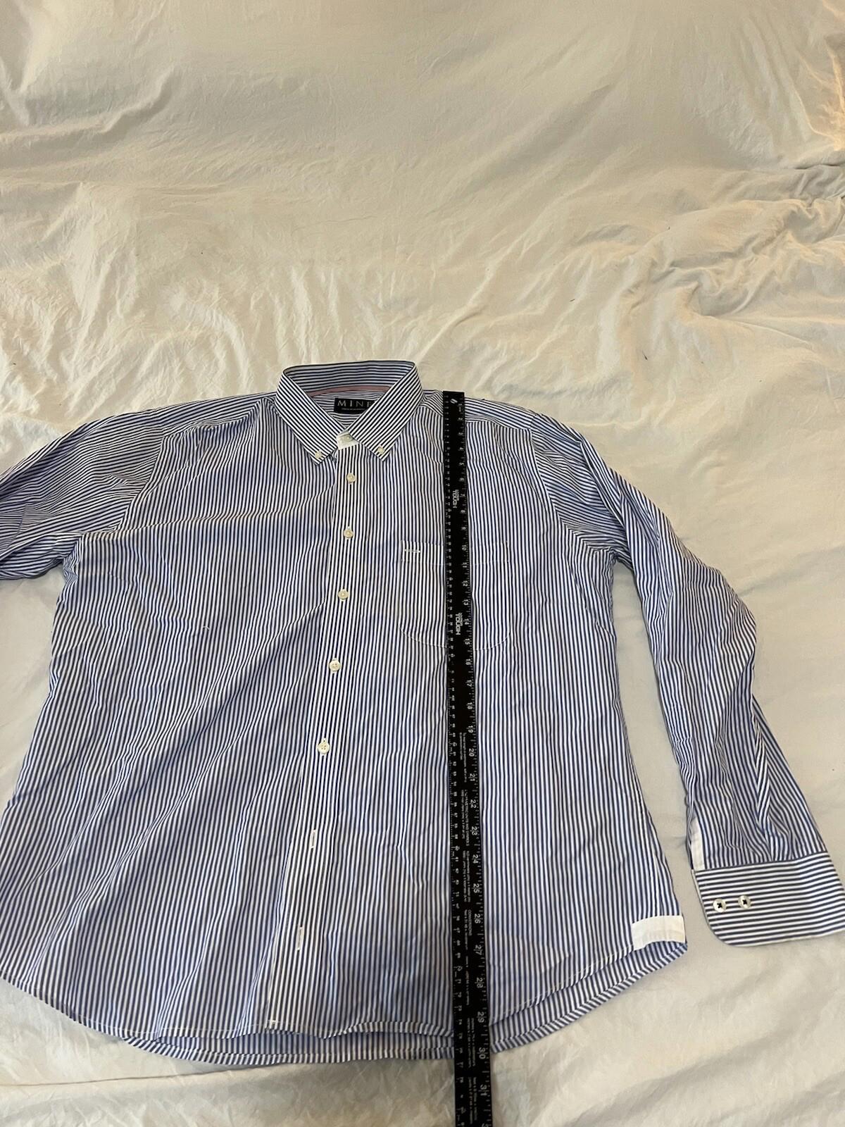 MINE Dress Shirt Men’s Size L Modern Fit Blue Stripes 246