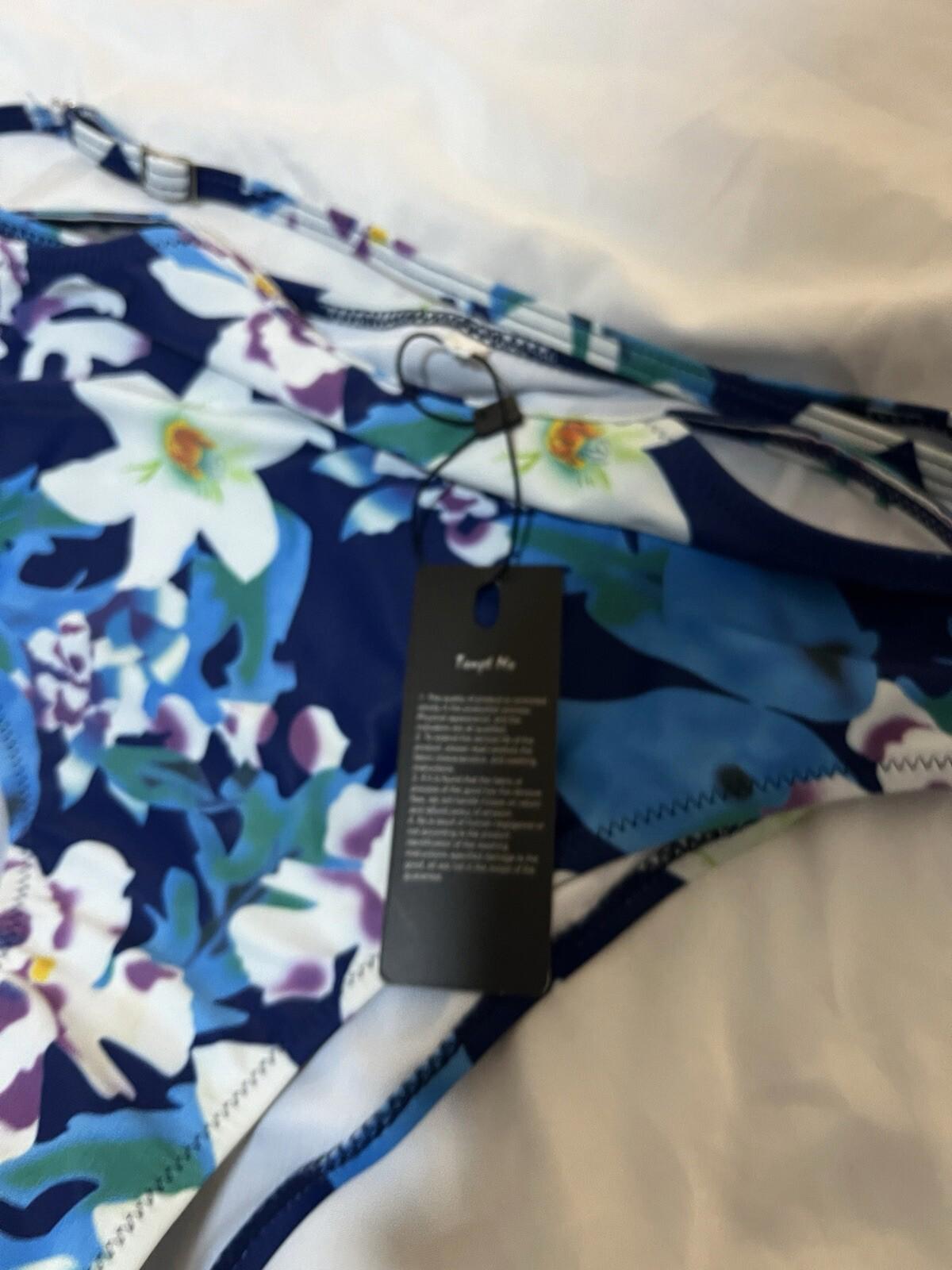 Tempt Me Women Retro High Waisted Bikini Bottom w/waist Strap Swimwear Sz L 370