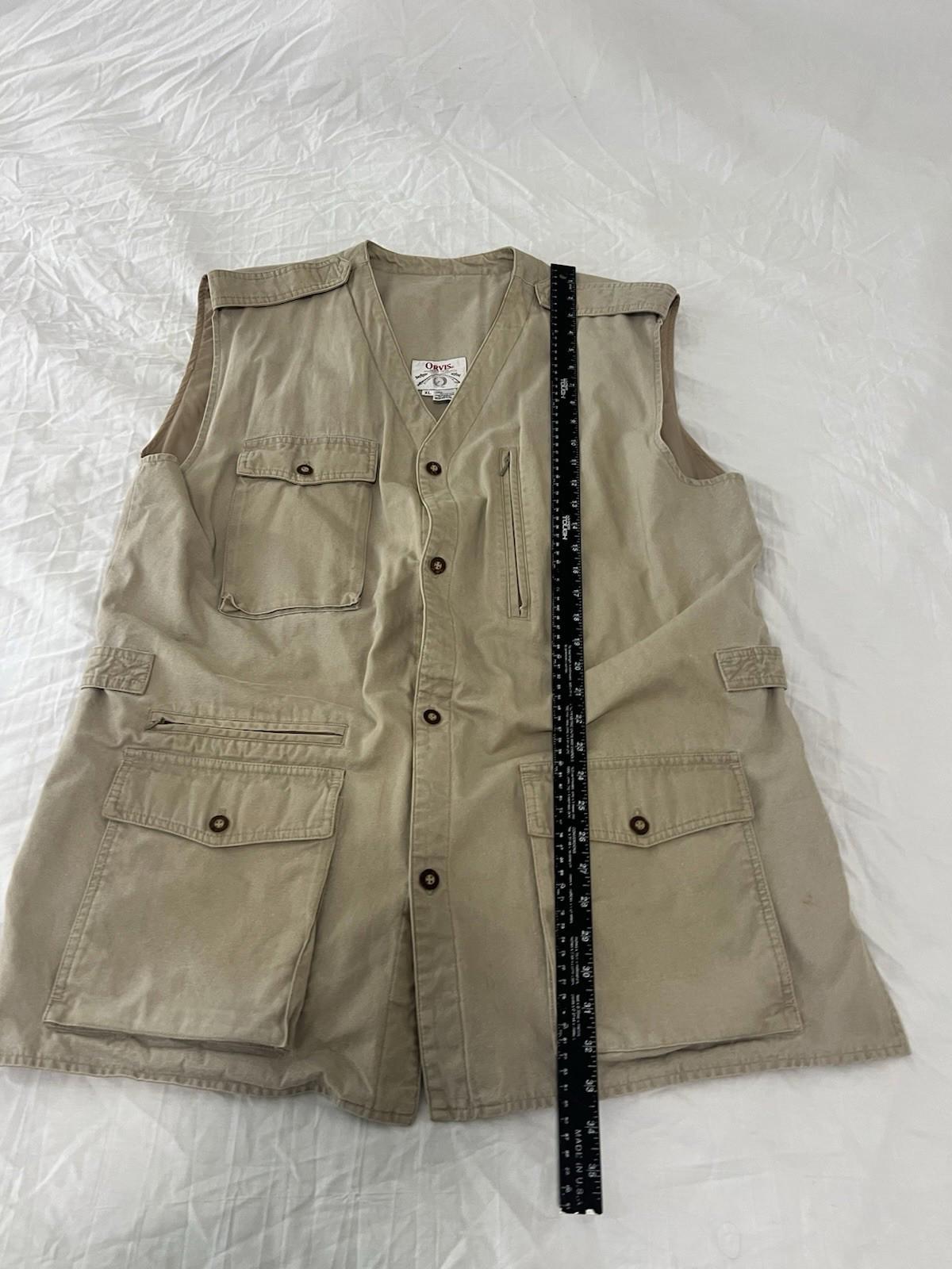 Vintage Orvis Vest Mens XL Fly Fishing Beige Hunting Utility Safari 143