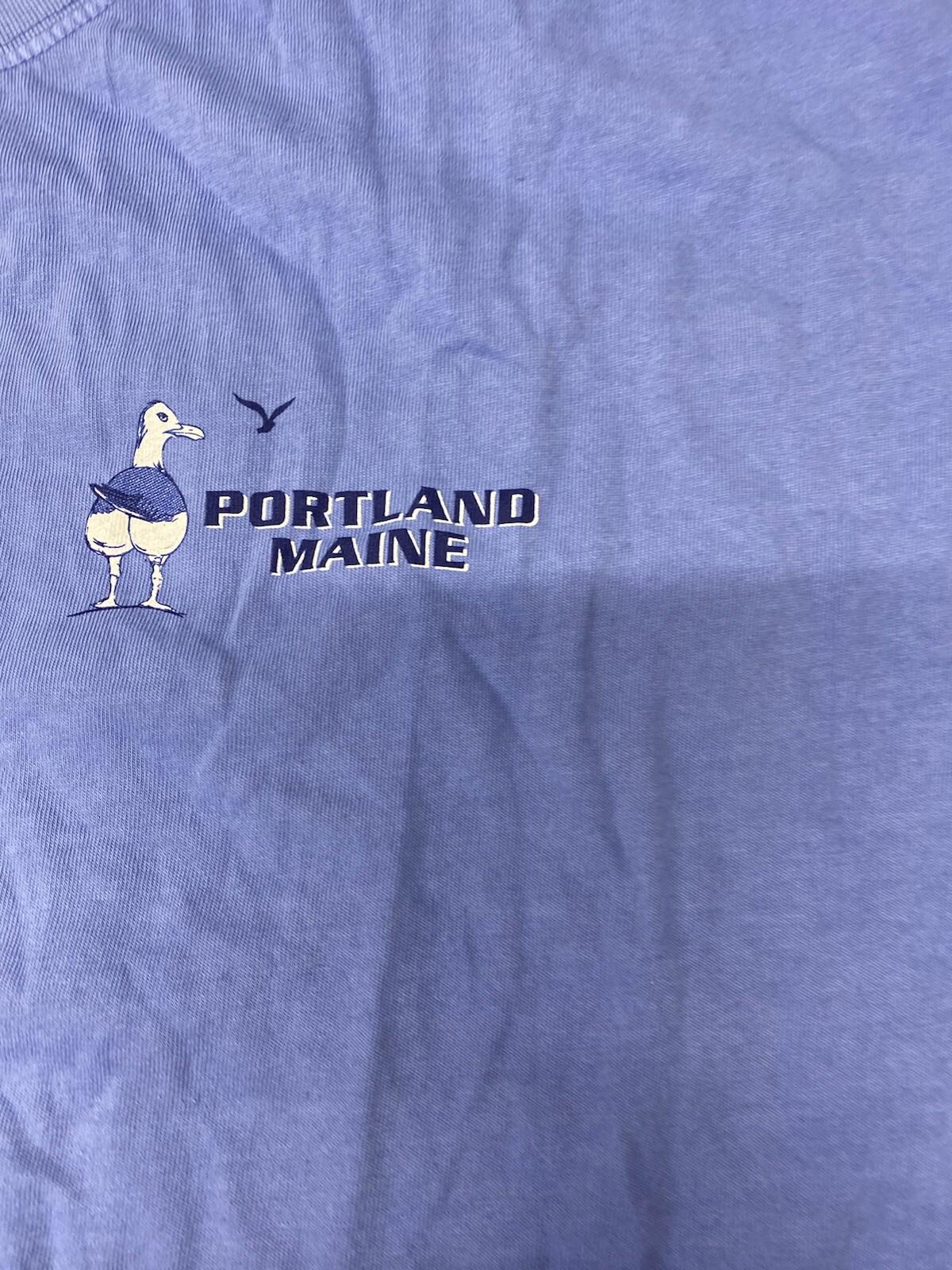 Men’s Double Sided Funny T Shirt Portland, Maine Size Xl Blue Nwt    E