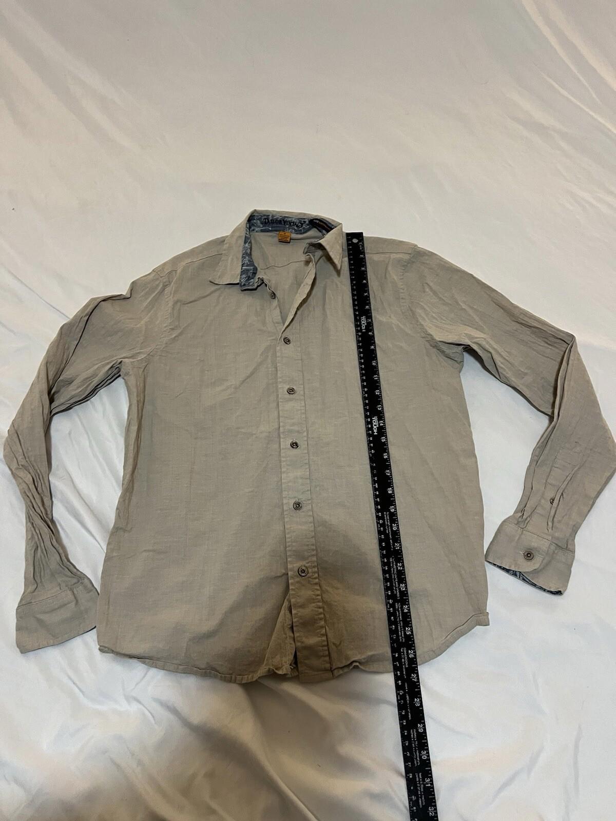 Taylor Vintage Luxe Performance Shirt Men Medium Button Up Beige 366