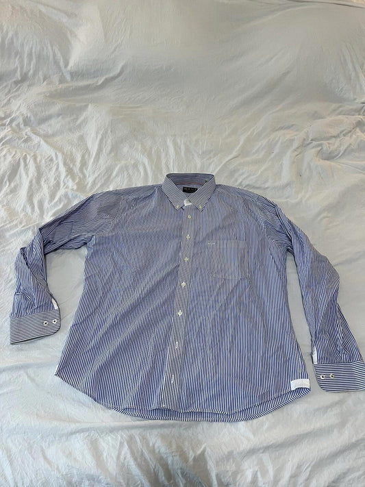 MINE Dress Shirt Men’s Size L Modern Fit Blue Stripes 246