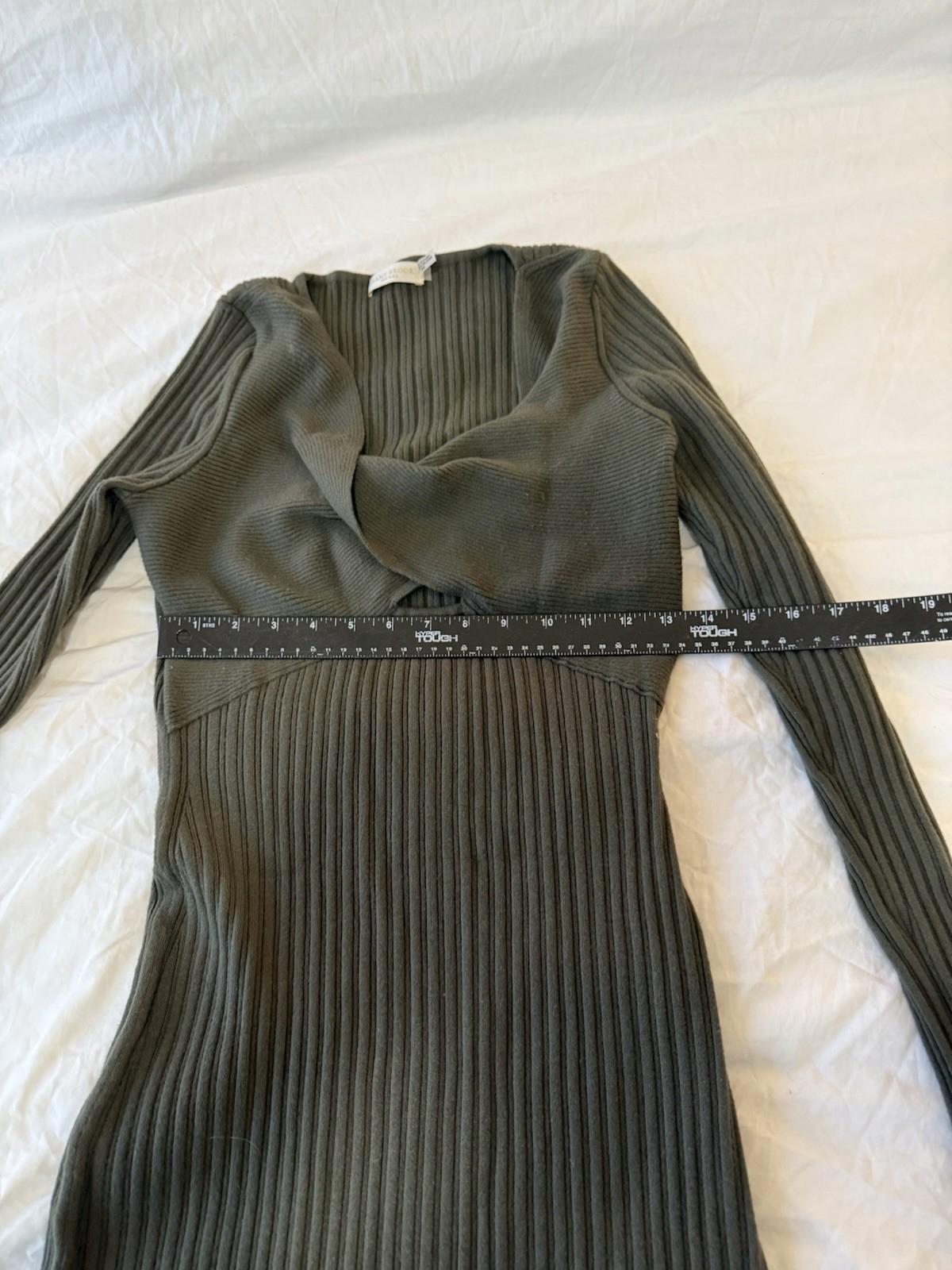 Ramy Brook Green Mini Knit Dress MEDIUM Ribbed Work Bodycon 153