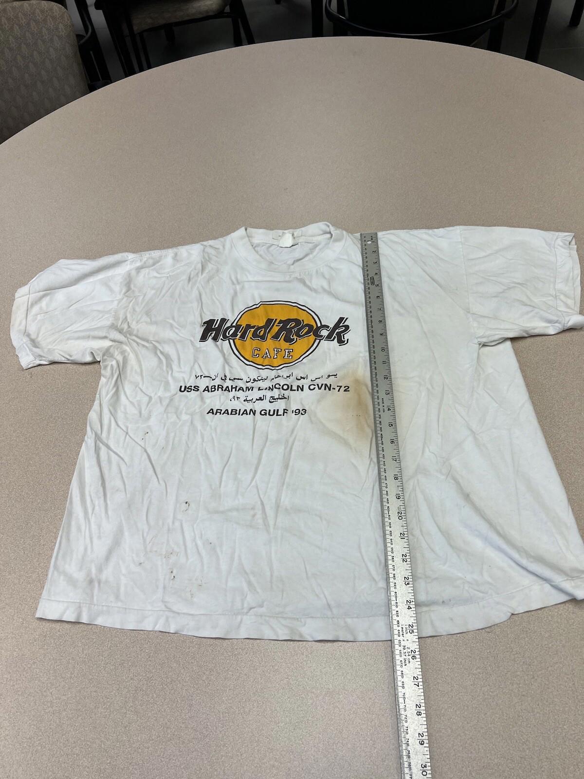Vintage 90’s Hard Rock Cafe Arabian Gulf White Graphic Size XL Thrashed 320