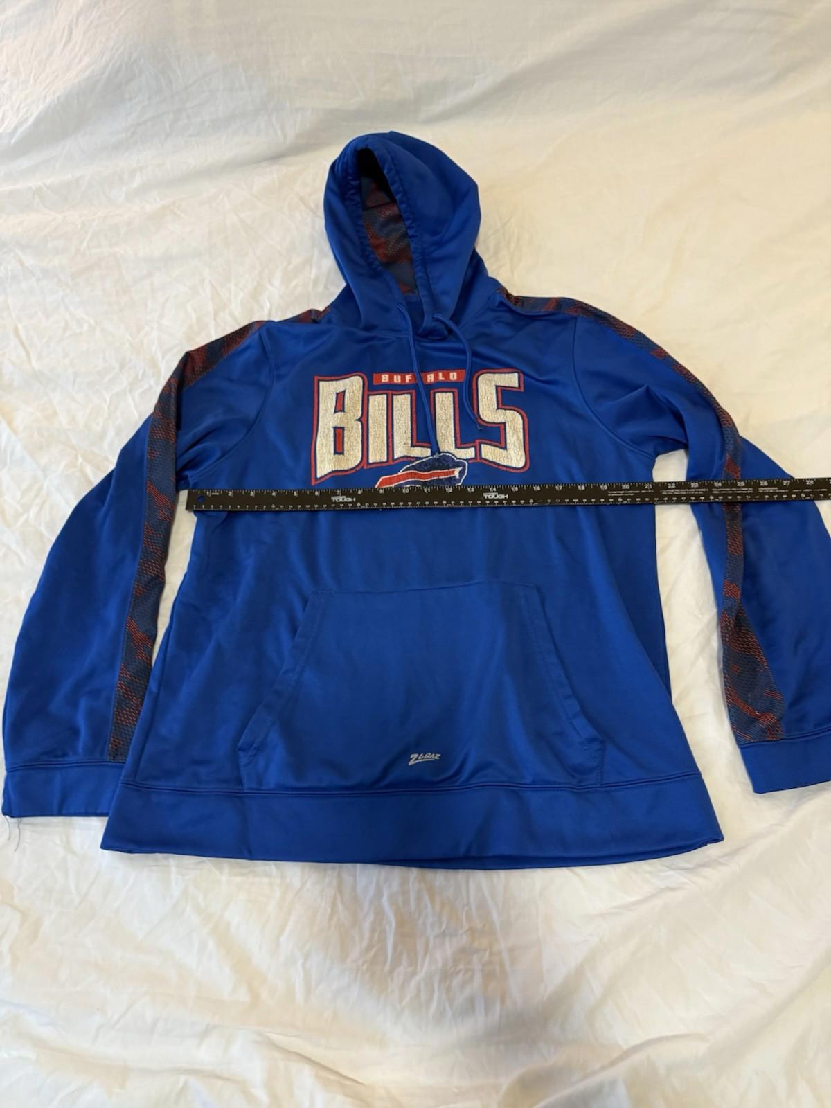 Vintage Buffalo Bills NFL Apparel Zubaz Hoodie Sweatshirt Blue Large Dri Fit 153