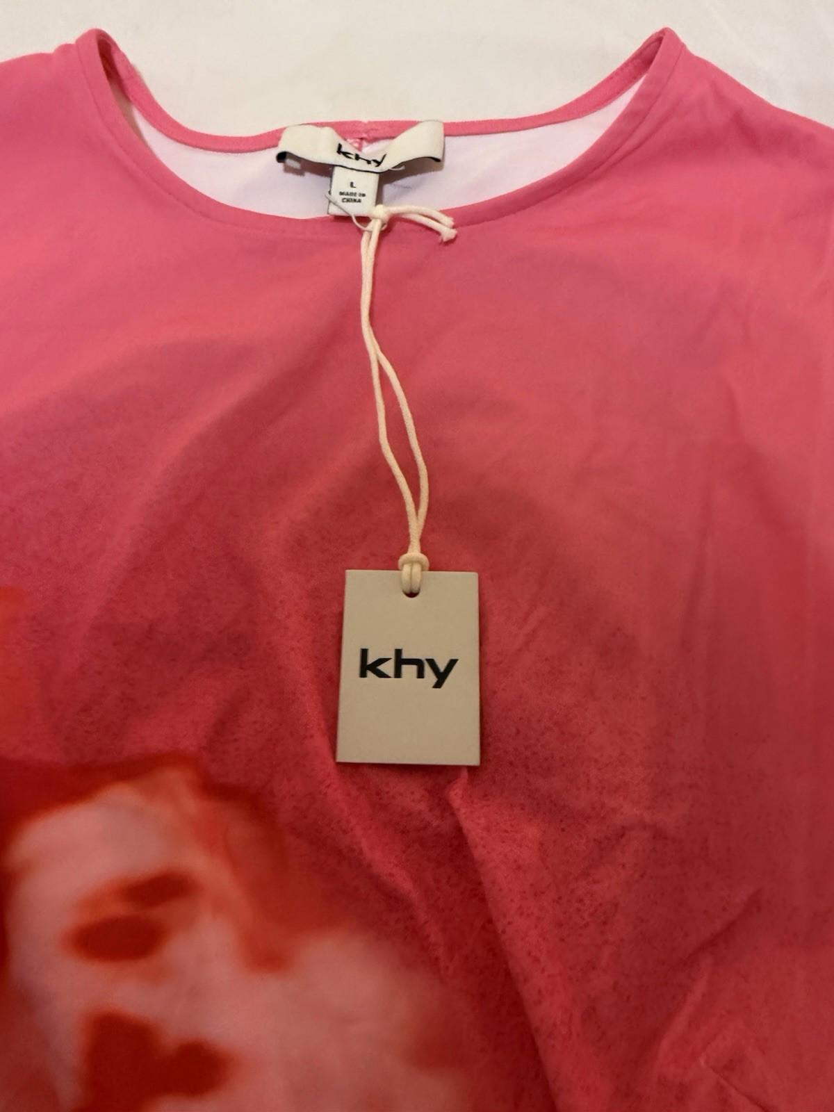 Khy Pink Floral Sexy Thong Bodysuit, NWT Size Large  Short Sleeved 148