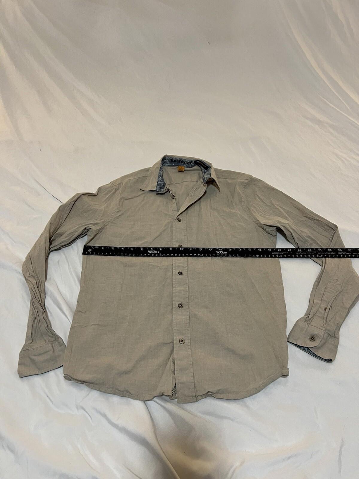 Taylor Vintage Luxe Performance Shirt Men Medium Button Up Beige 366