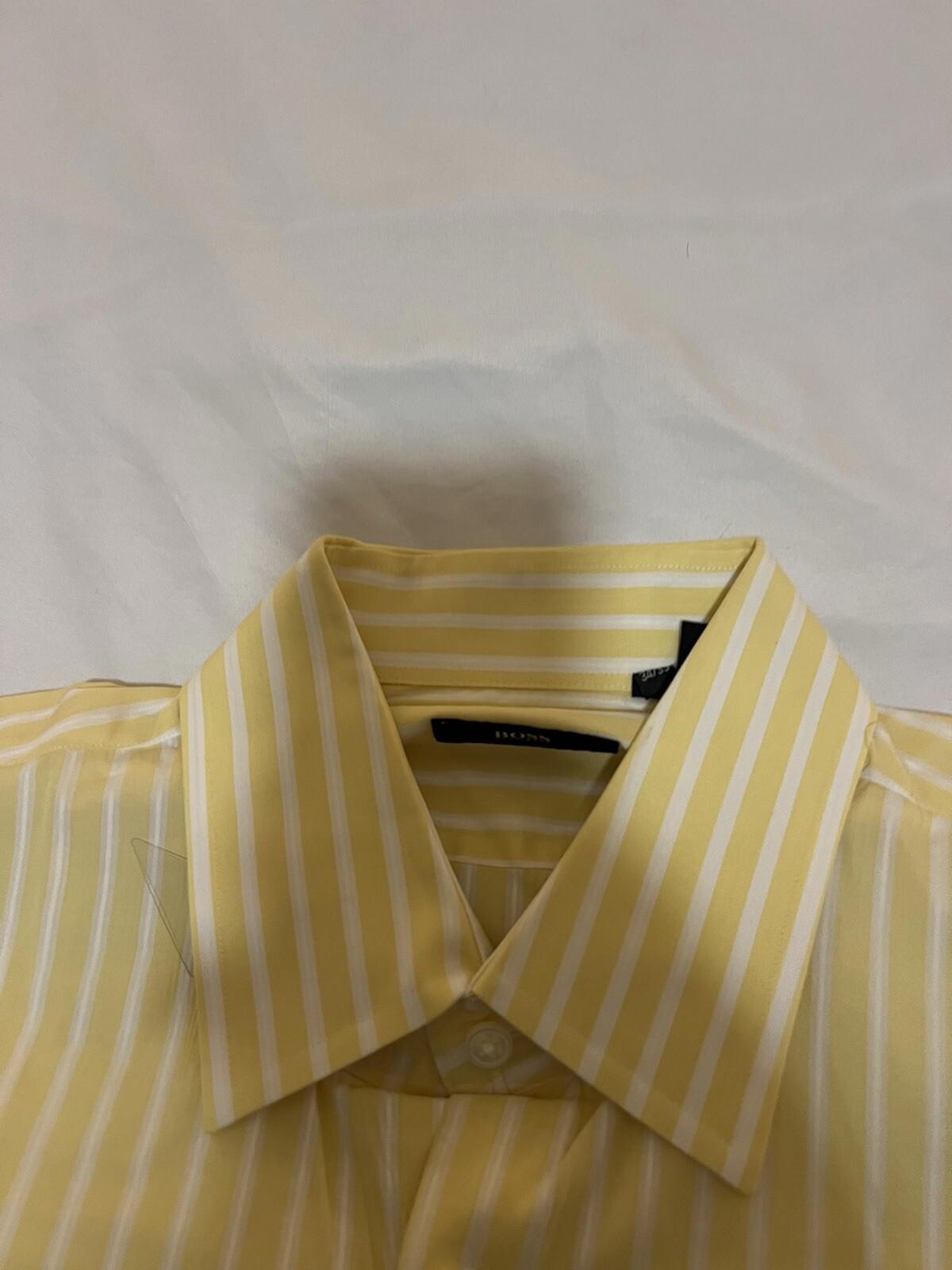 Hugo Boss Yellow Striped Long Sleeve Collared Button Down size L 378