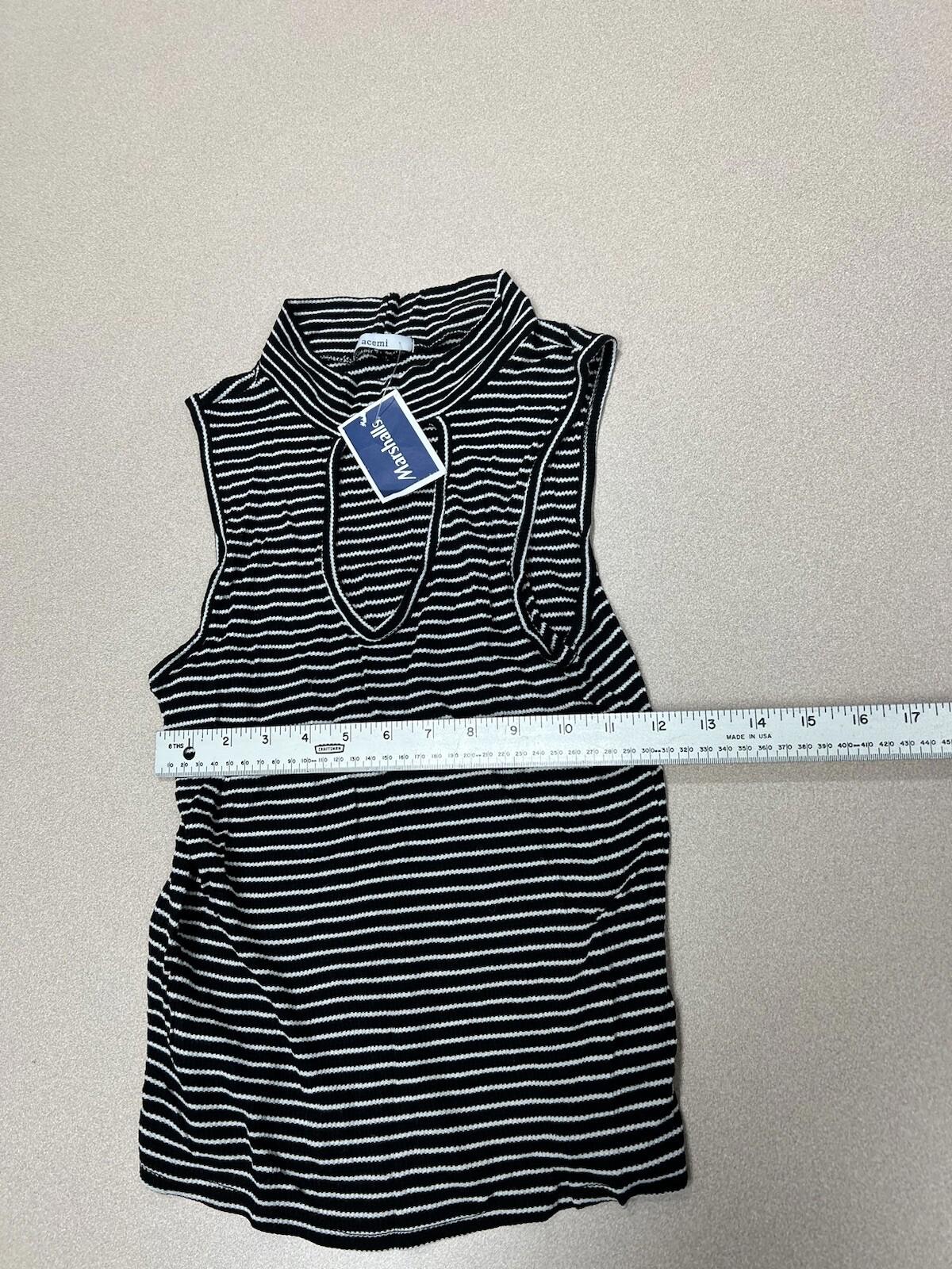 Acemi Women's Gray White Stripe Top Size Small Nwt 292