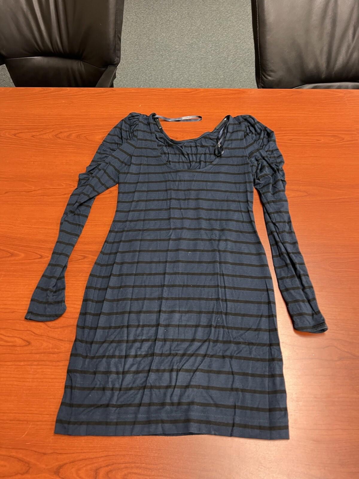 Vintage y2k Juicy Couture Women Blue Striped Casual Dress Size Small 118