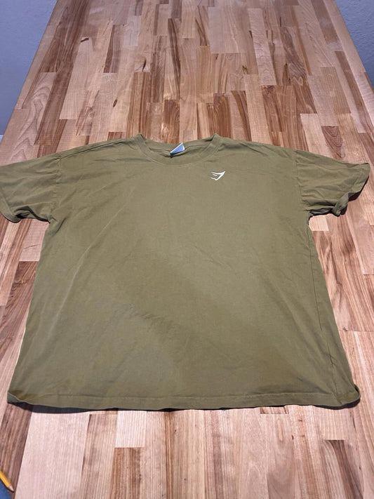Gymshark Shirt Large Green Performance Spell Out Gym Workout  Mens 119