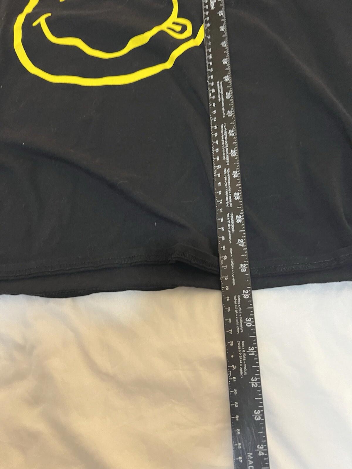 Nirvana Shirt Women 3XL Black Yellow Smiley Face Band T Shirt Custom Cut 373