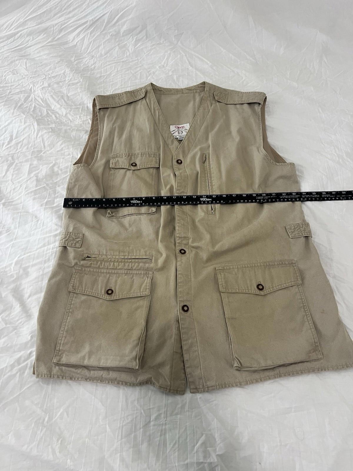 Vintage Orvis Vest Mens XL Fly Fishing Beige Hunting Utility Safari 143