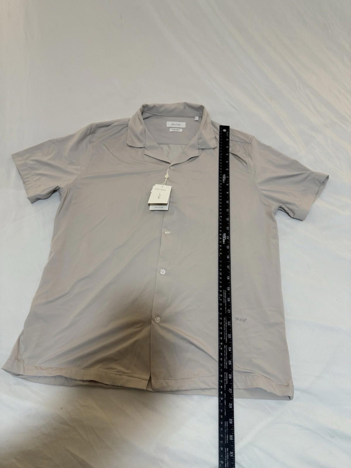 Porter And Ash Men’s 4 Way Stretch Luxury Button Down Casual Beige Shirt Large