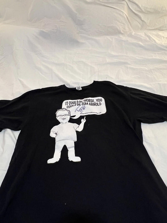 Tom Arnold Autographed Black shirt Men’s Size XL  346