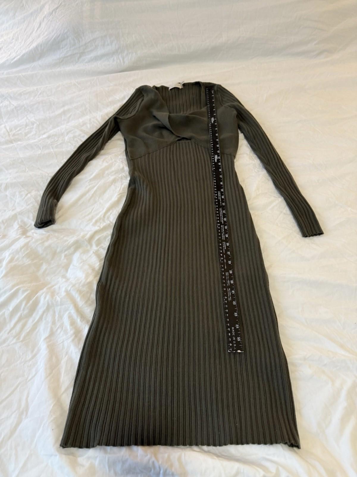 Ramy Brook Green Mini Knit Dress MEDIUM Ribbed Work Bodycon 153