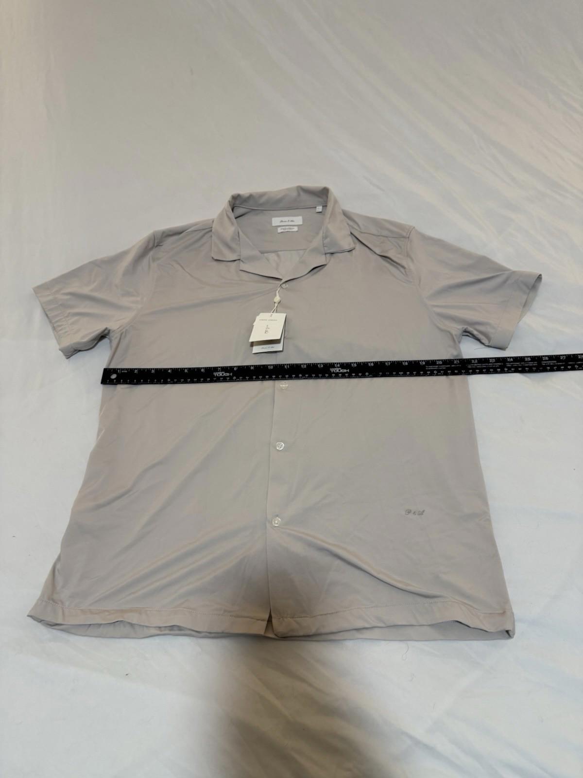 Porter And Ash Men’s 4 Way Stretch Luxury Button Down Casual Beige Shirt Large