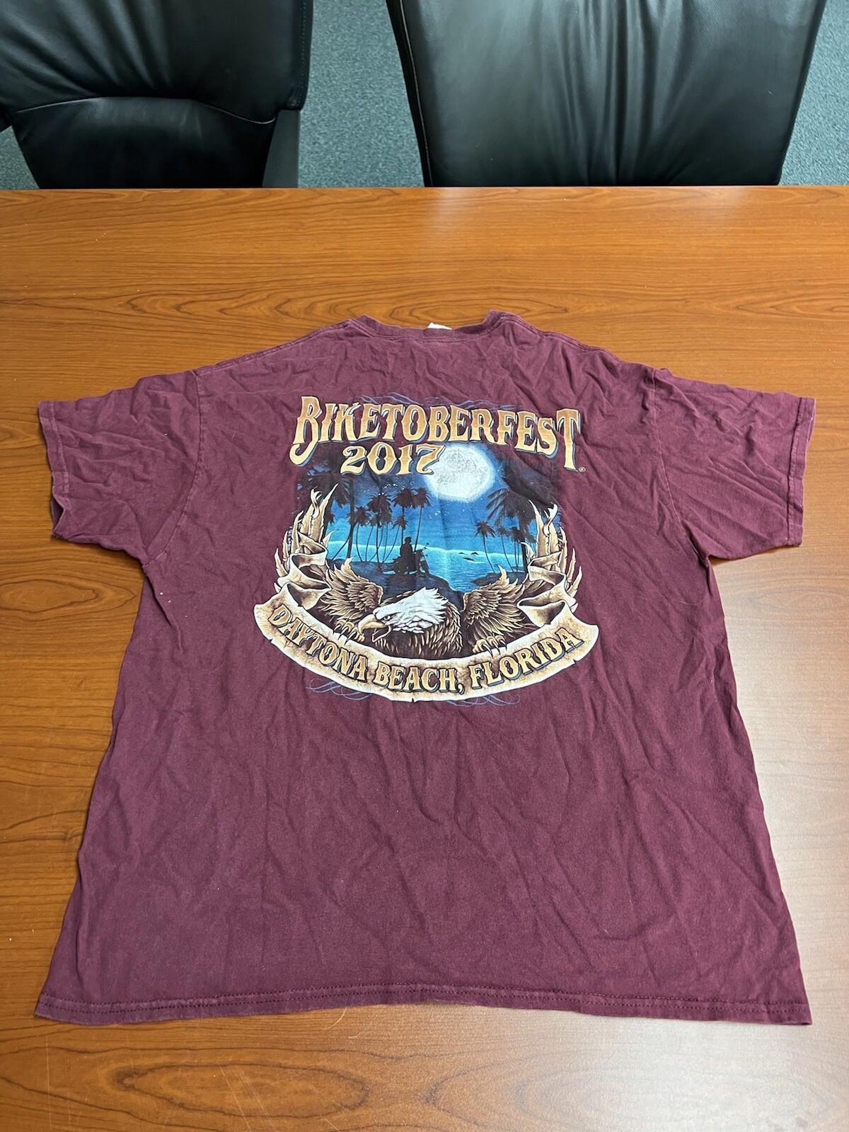 Daytona Beach 25th Biketoberfest 2017 Size XL Maroon T-Shirt 3c