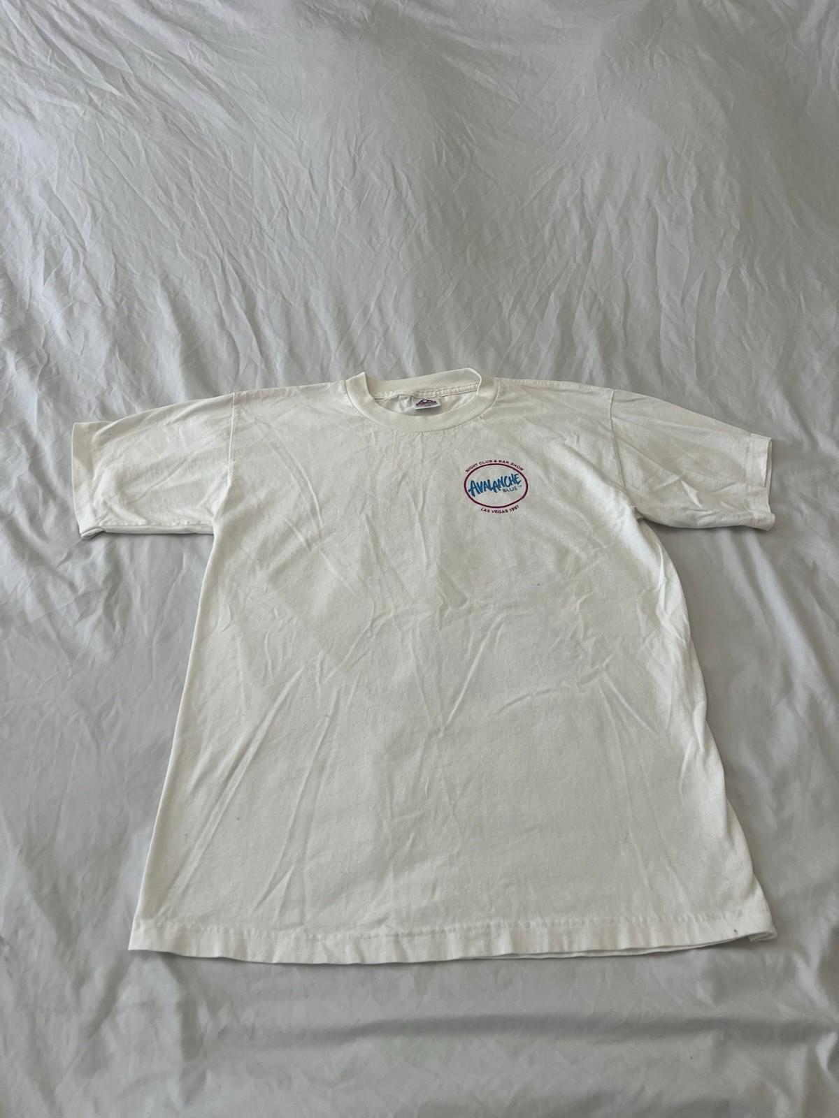 Vintage 90s After Shock Avalanche Blue Liquor T Shirt Mens Large Schnapps 142