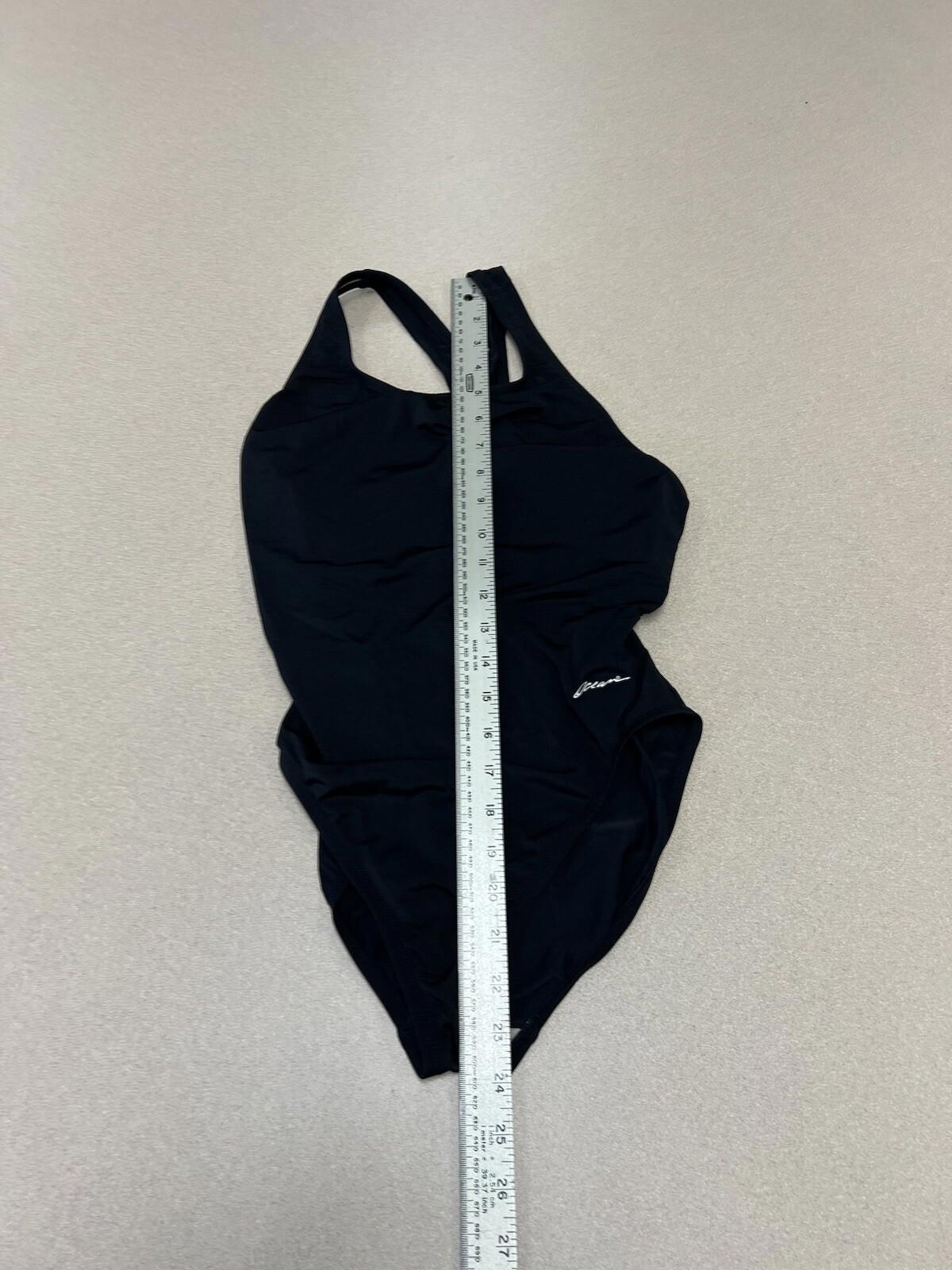 Ocean One Piece Swimsuit Women’s Size  36 Black Logo Open Racerback Fast 309