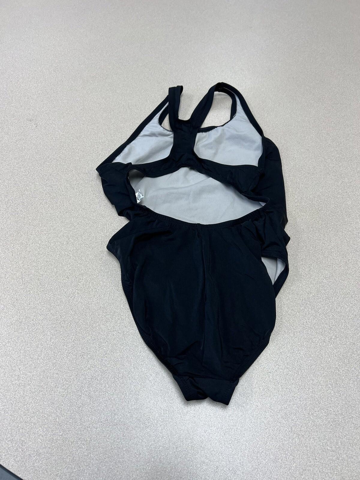 Ocean One Piece Swimsuit Women’s Size  36 Black Logo Open Racerback Fast 309