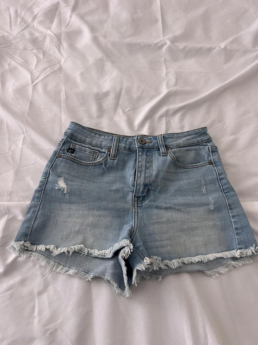 Kancan Shorts Womens Blue Denim Distressed Cut Off Light Wash Size 26    329
