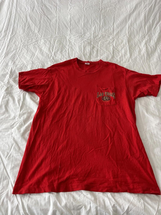 Vintage 90’s Las Vegas Pocket  T Shirt Single Stitch Short Sleeve Size Xl  341