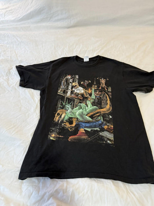Supreme T-Rex Graphic T-Shirt Black Large Empire State NYC Streetwear 153