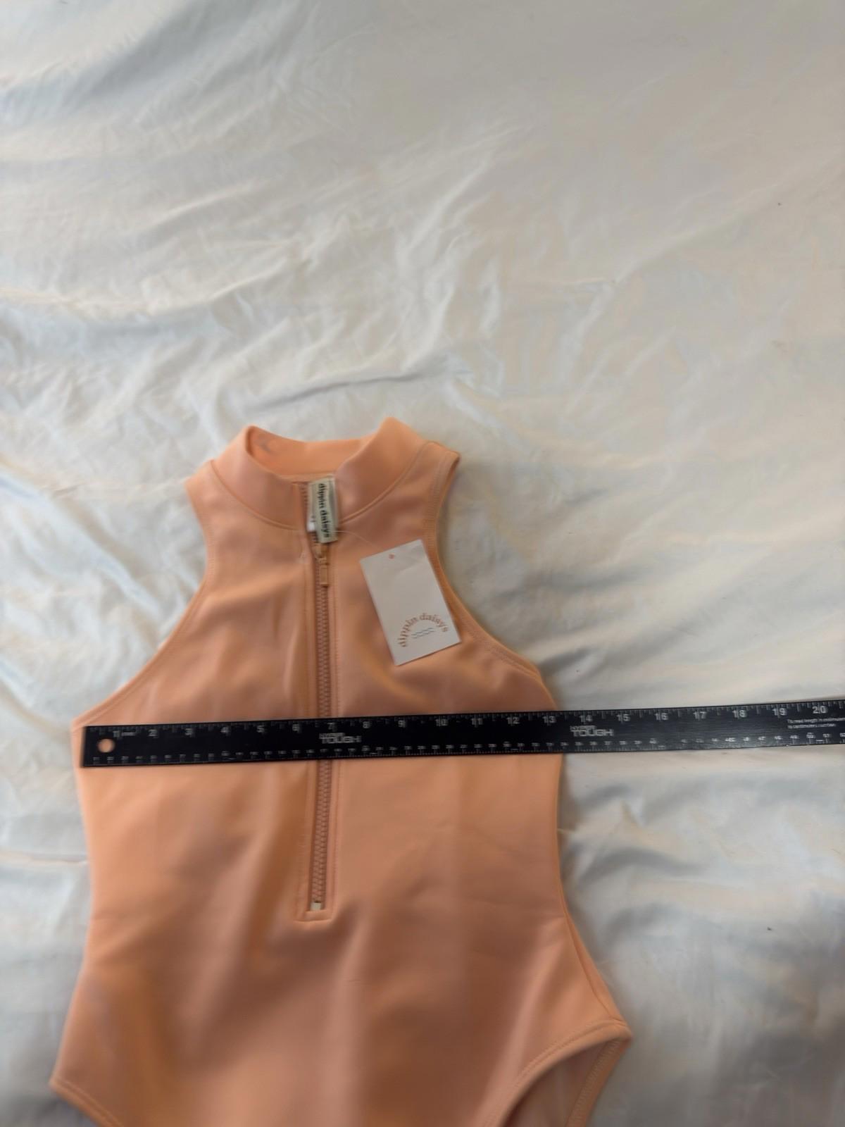 Dipping Daisys Swimsuit Shoal One Piece Rash Guard Zip Up Orange NWT Small 155
