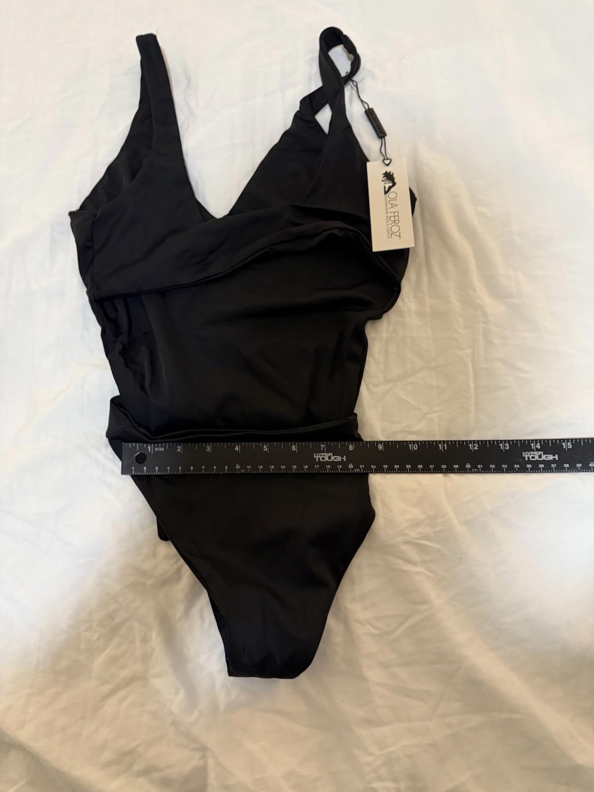 Ola Feroz Swimwear Jessica Garcia Cata One Piece Black Resortwear Small NWT 130