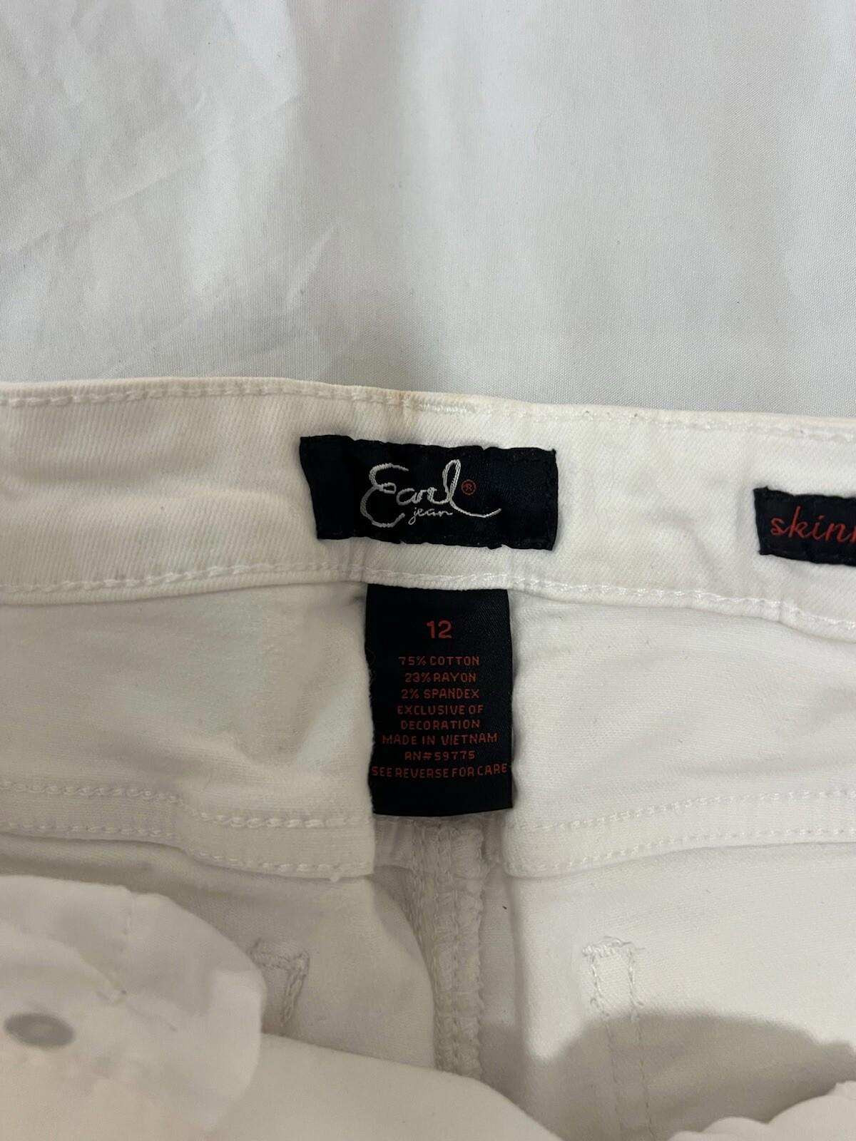 Earl Jean Womens 12 Mid-Rise Skinny Ankle Medium Wash White Denim 124