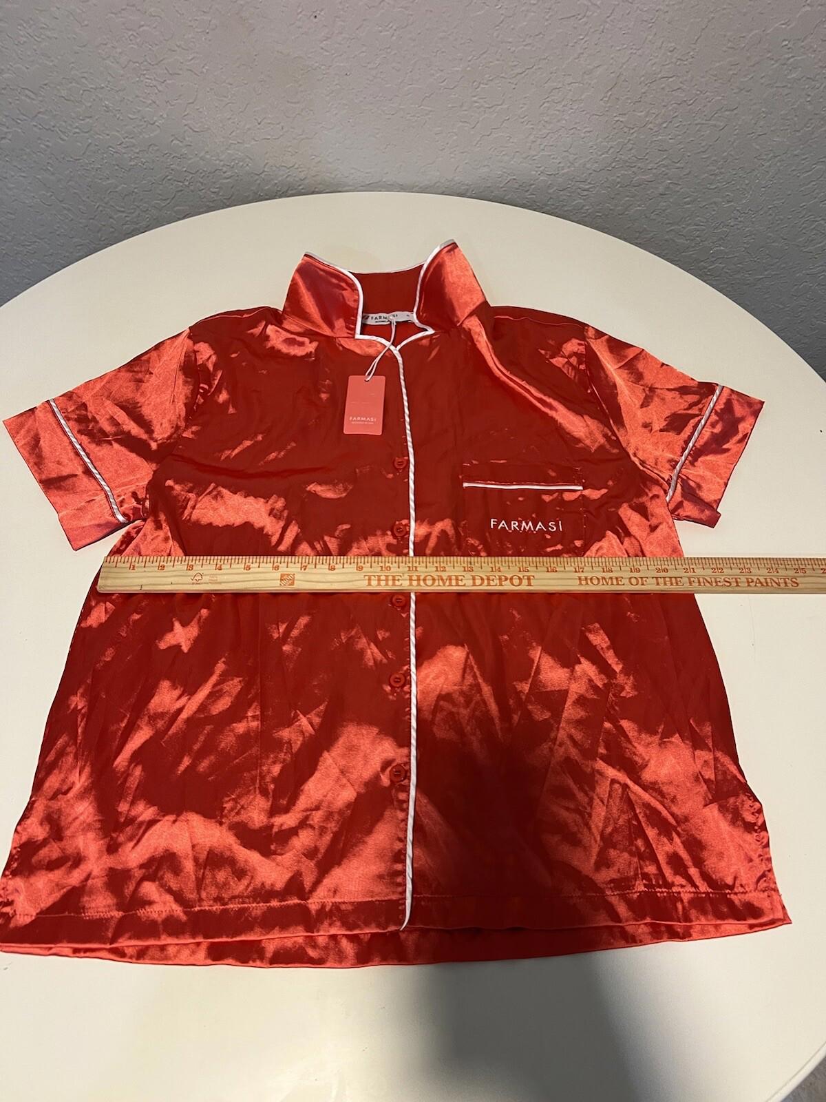 Woman’s Farmasi Poly Satin Long Pajama Top Women’s Size XL Red Nwt 225
