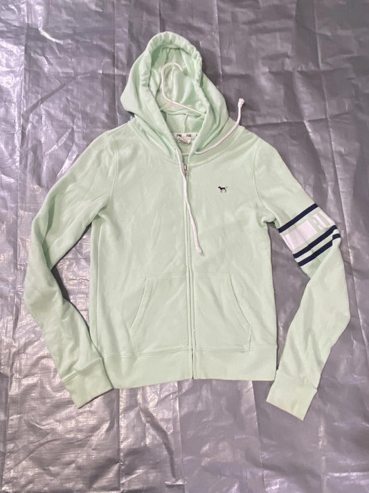 VICTORIA SECRET Full ZIP Green HOODIE SIZE SMALL Bc