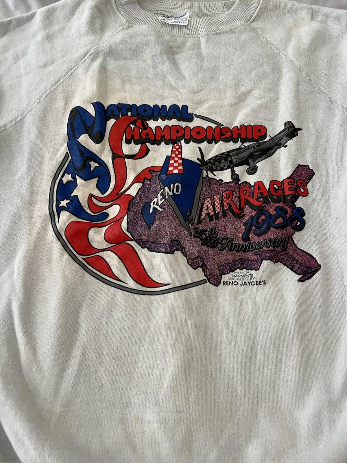 Vintage 1988 Reno National Championship Air Races Sweatshirt Gray Size M 233