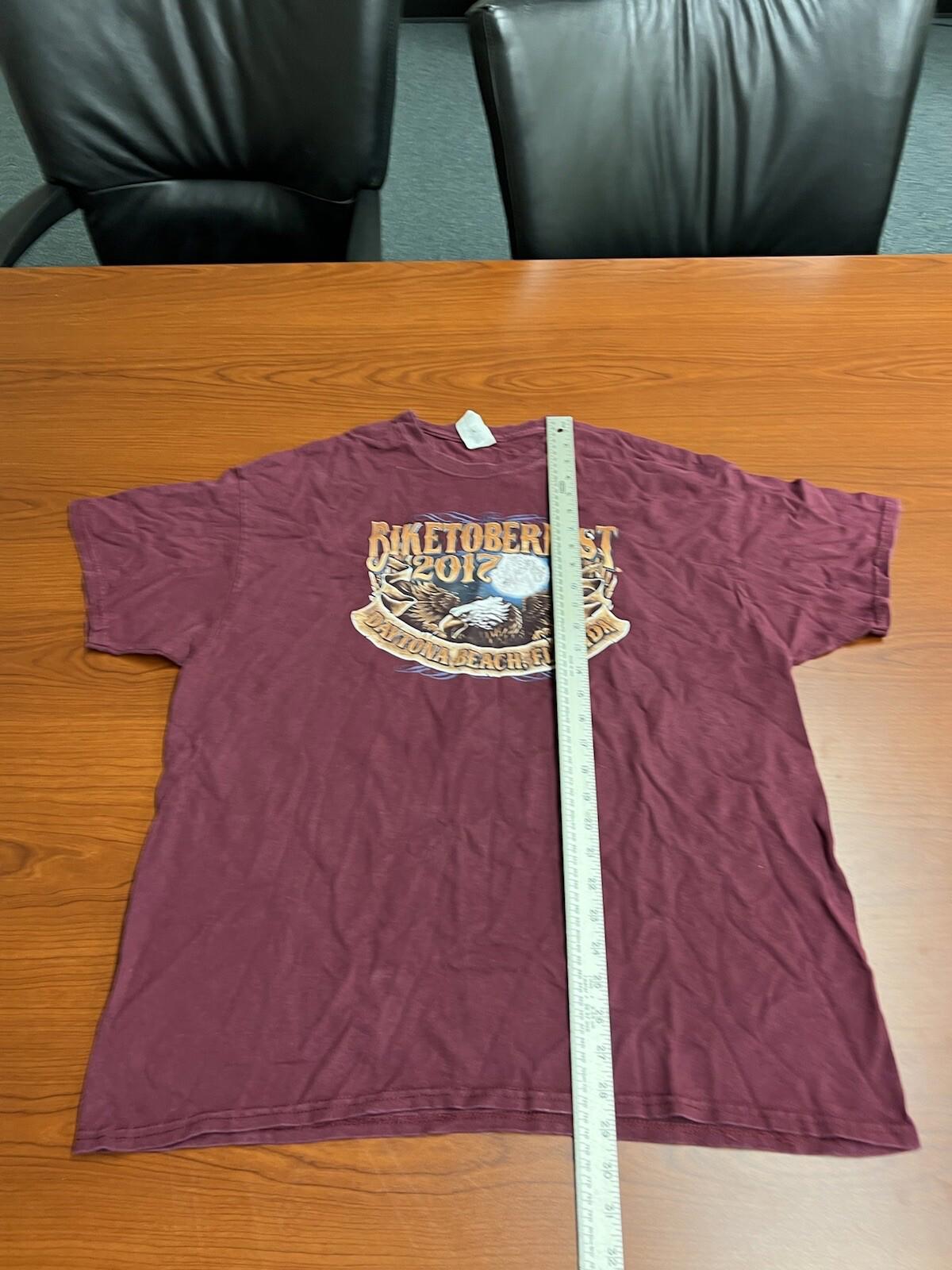 Daytona Beach 25th Biketoberfest 2017 Size XL Maroon T-Shirt 3c