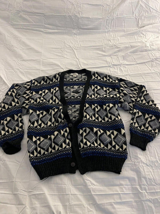 Vintage 80s 90s Cattivo Diamond Print Color Block  Sweater Size Xl 333