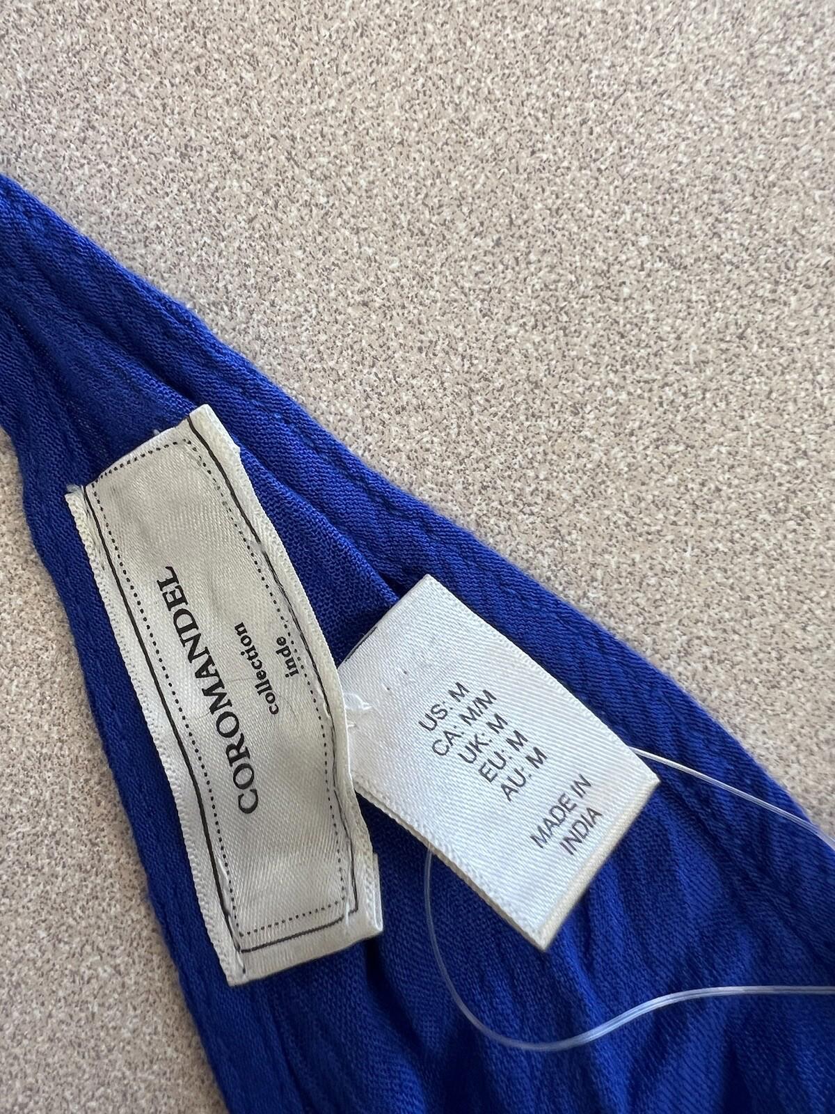 Coromandel Collection Size Medium Blue Front Halter Dress Deep V-Back Nwt 290