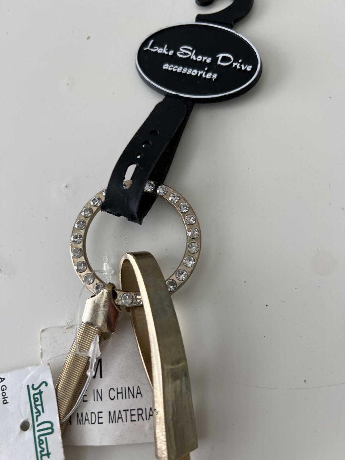 LAKE SHORE DRIVE Women's Belt Metal Stretch Belt Size M Nwt 237