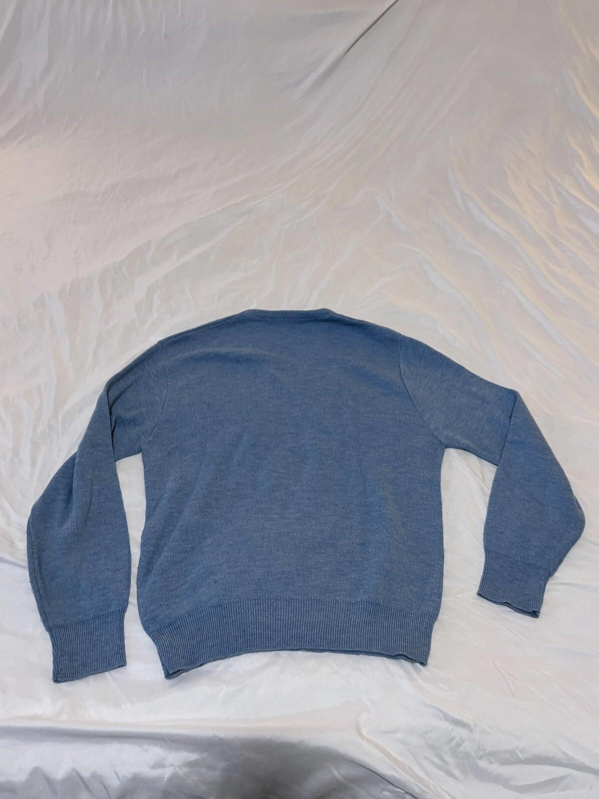 ROBERT BRUCE Men's Solid Blue V Neck Pullover Knit Sweater Medium 202