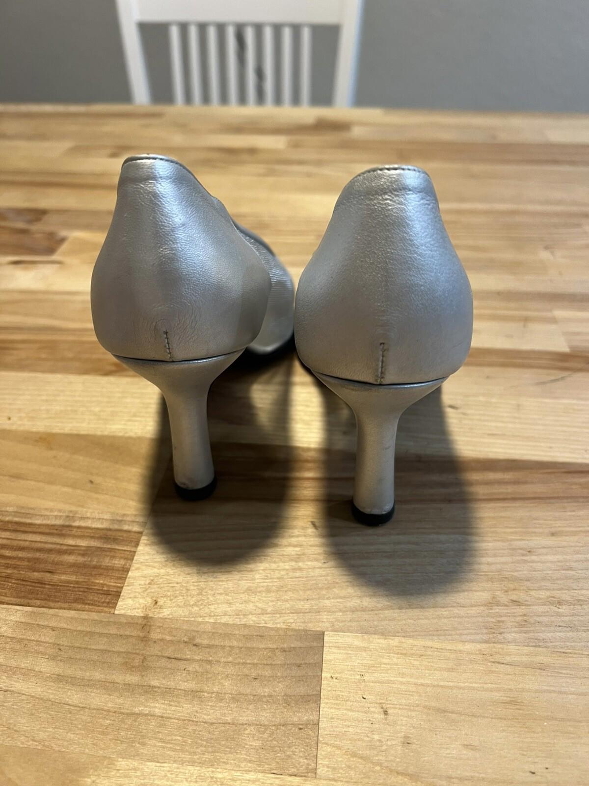 Vintage Yves Saint Laurent Leather Metallic Pumps Shoes Heels Size 7