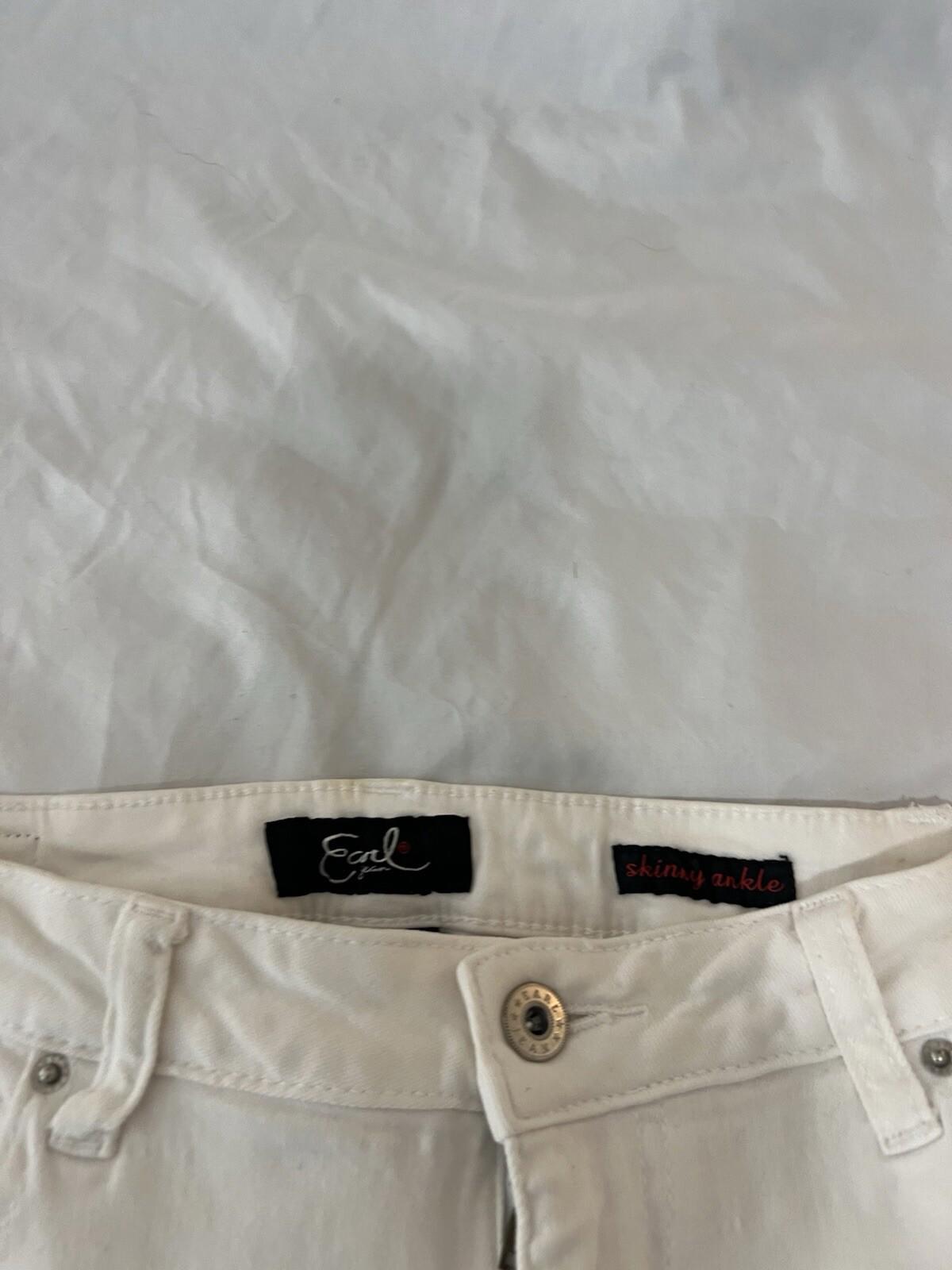 Earl Jean Womens 12 Mid-Rise Skinny Ankle Medium Wash White Denim 124