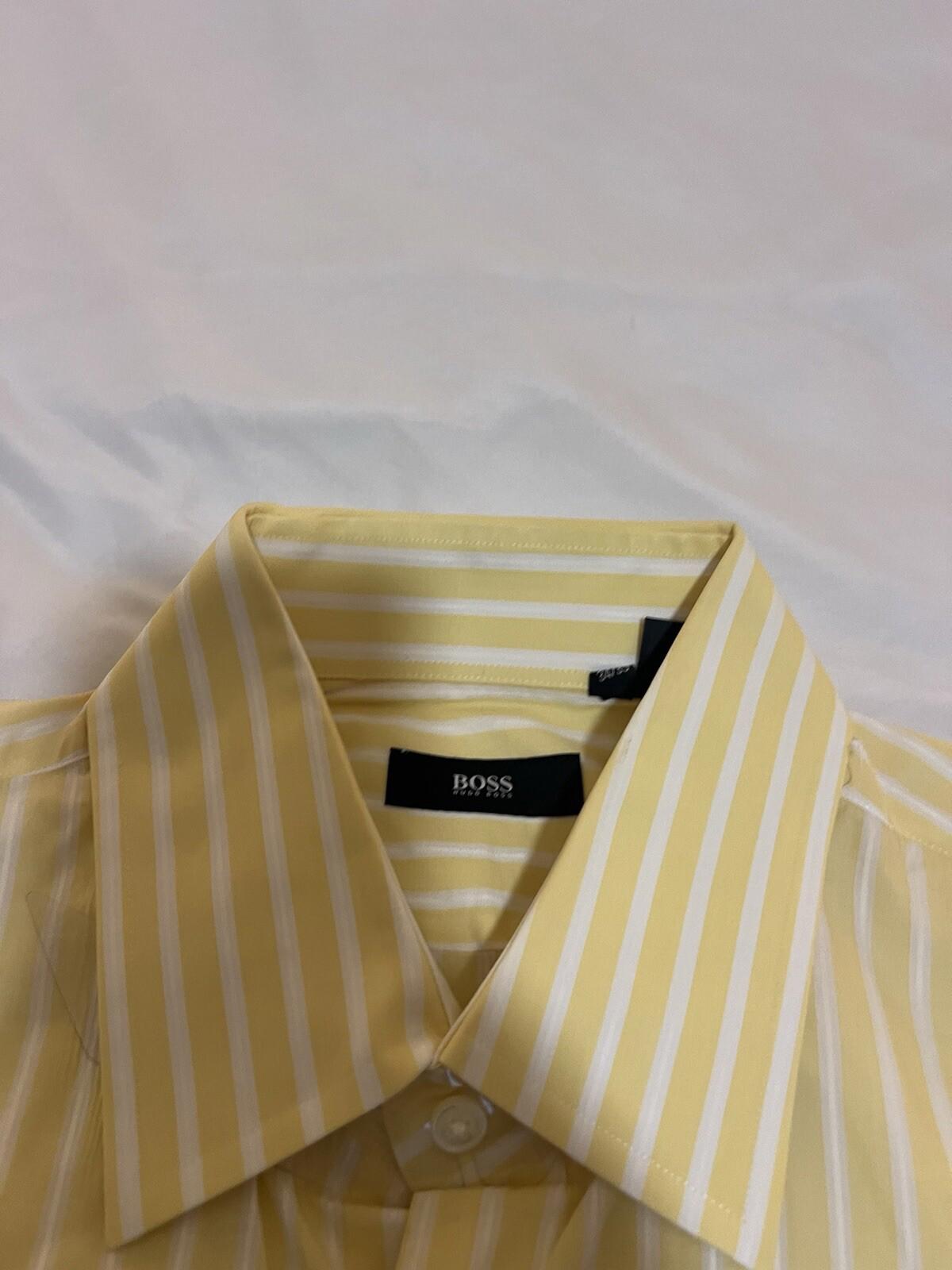 Hugo Boss Yellow Striped Long Sleeve Collared Button Down size L 378