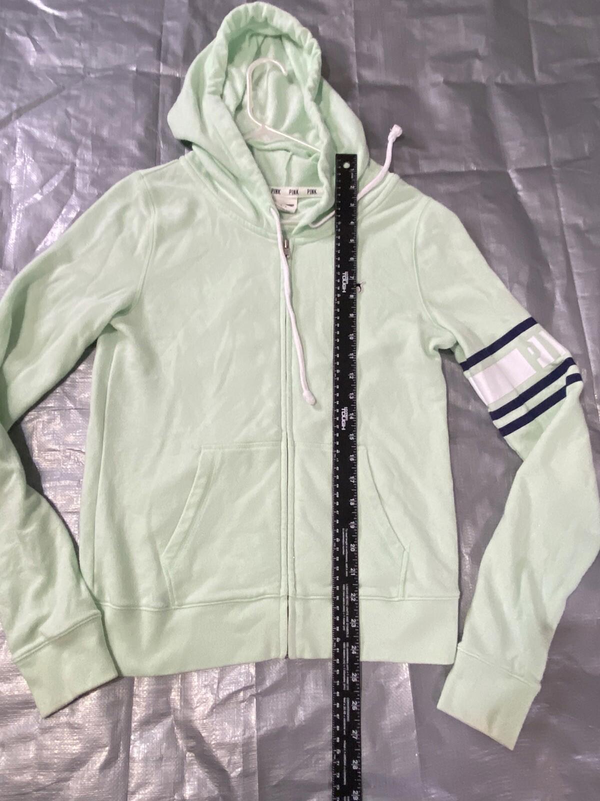 VICTORIA SECRET Full ZIP Green HOODIE SIZE SMALL Bc