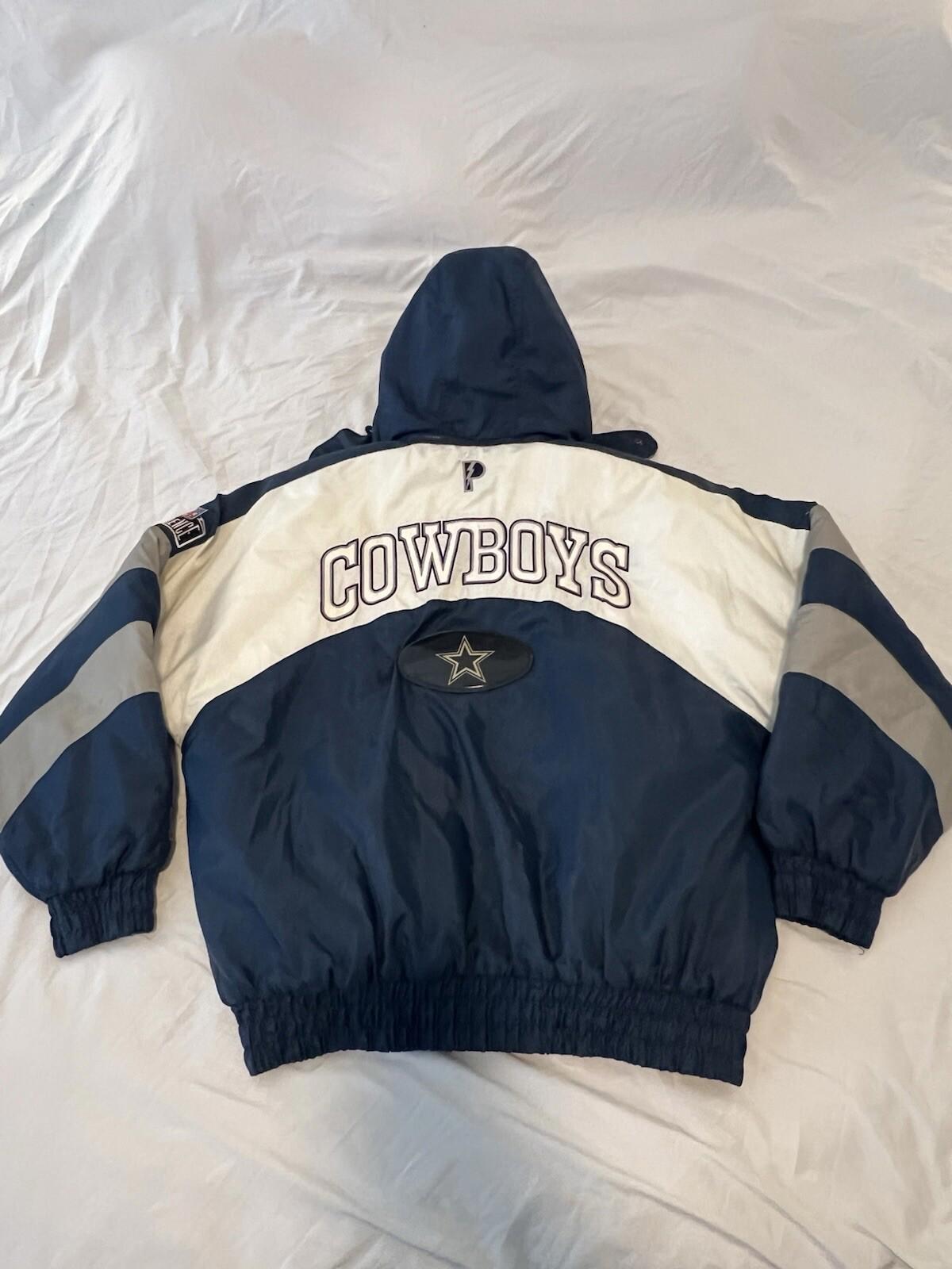 Vintage 90’s Pro Player  NFL Dallas cowboys blue and white puffer Men’s Large