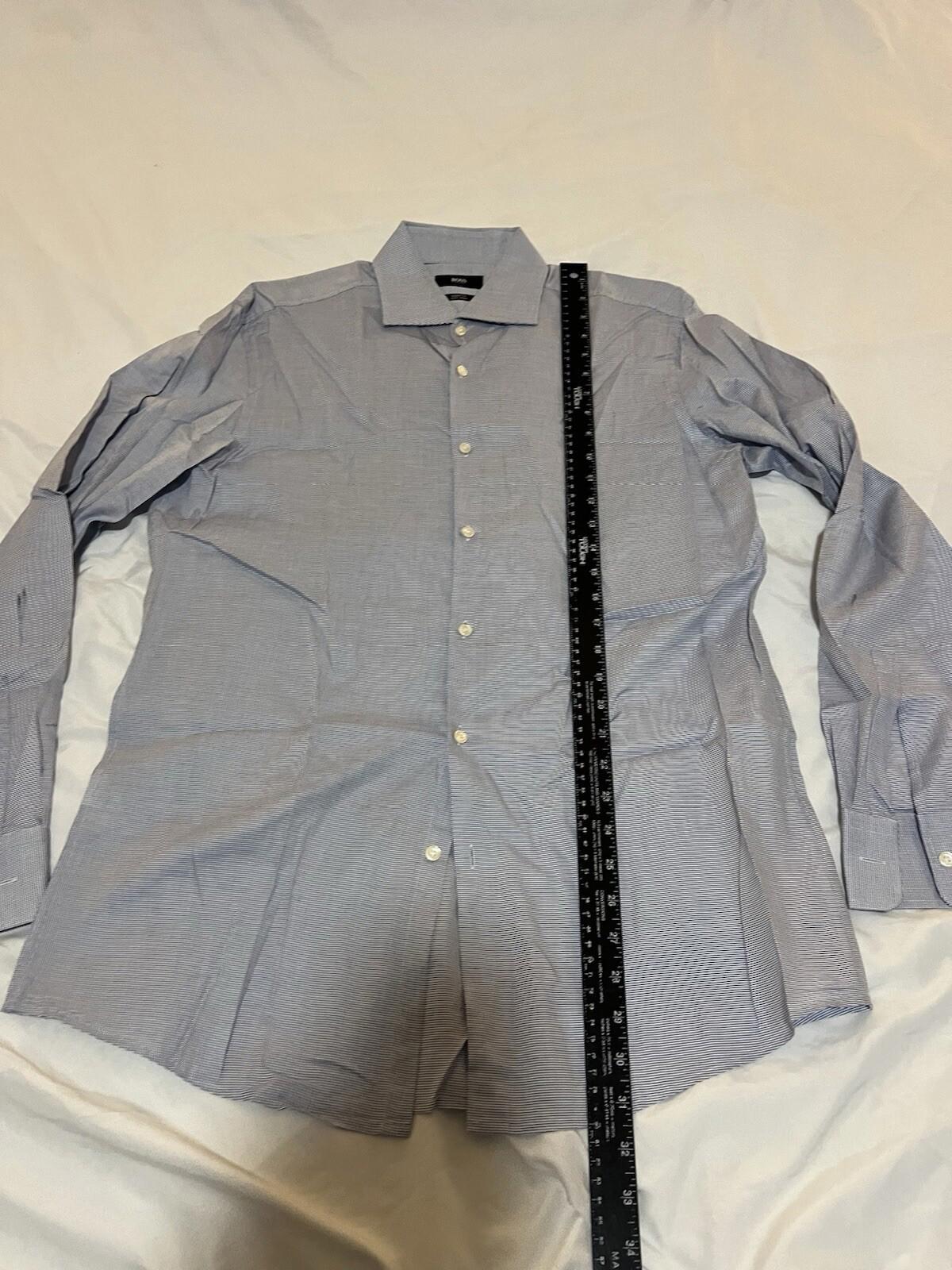 Hugo Boss Blue Check Long Sleeve Collared Button Down size Large 378